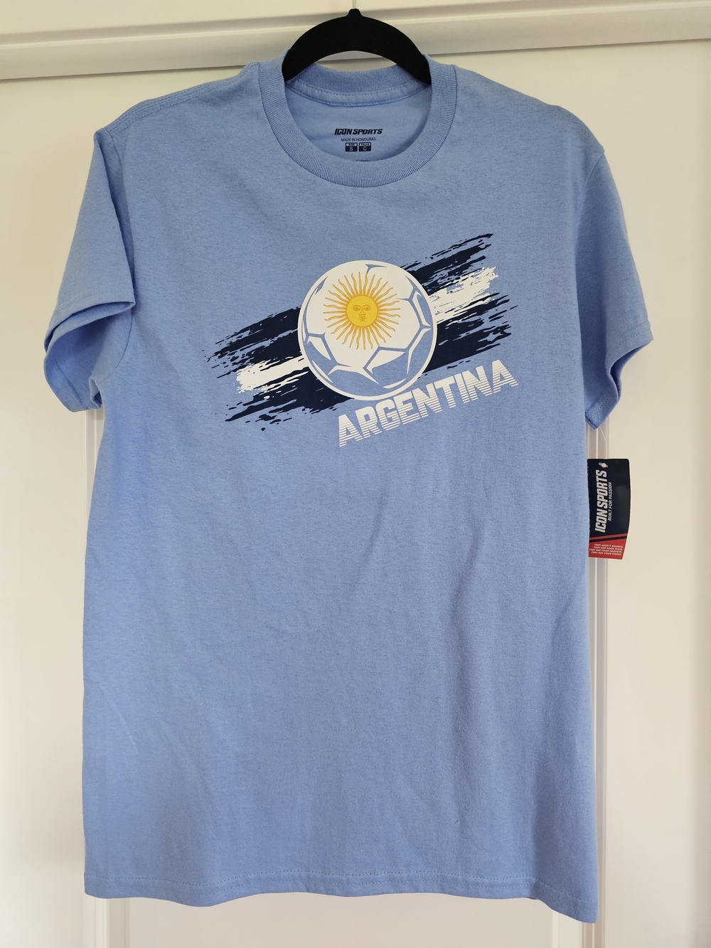 Icon Sports Argentina Soccer Graphic T-Shirt Shirt Blue Size S